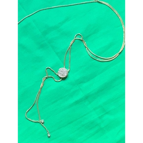 Goldtone Lariat it Crystal Necklace - Picture 2 of 4